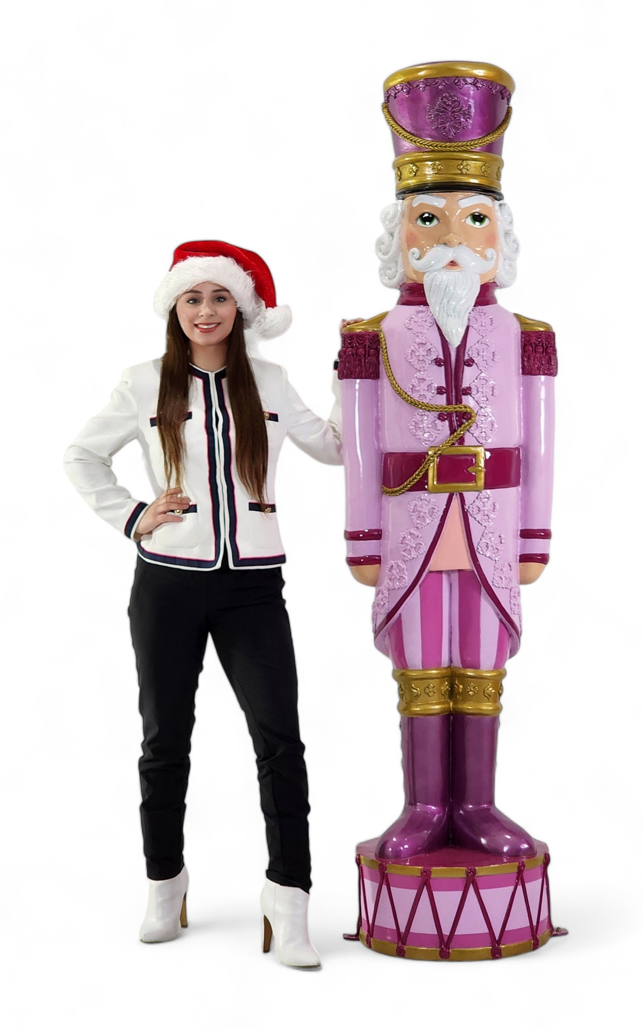 Large Nutcracker Statue Christmas Decor 6.5 FT in Pastel Pink